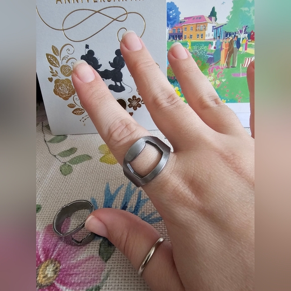 Silver Geometric Rings - Picture 3 of 3